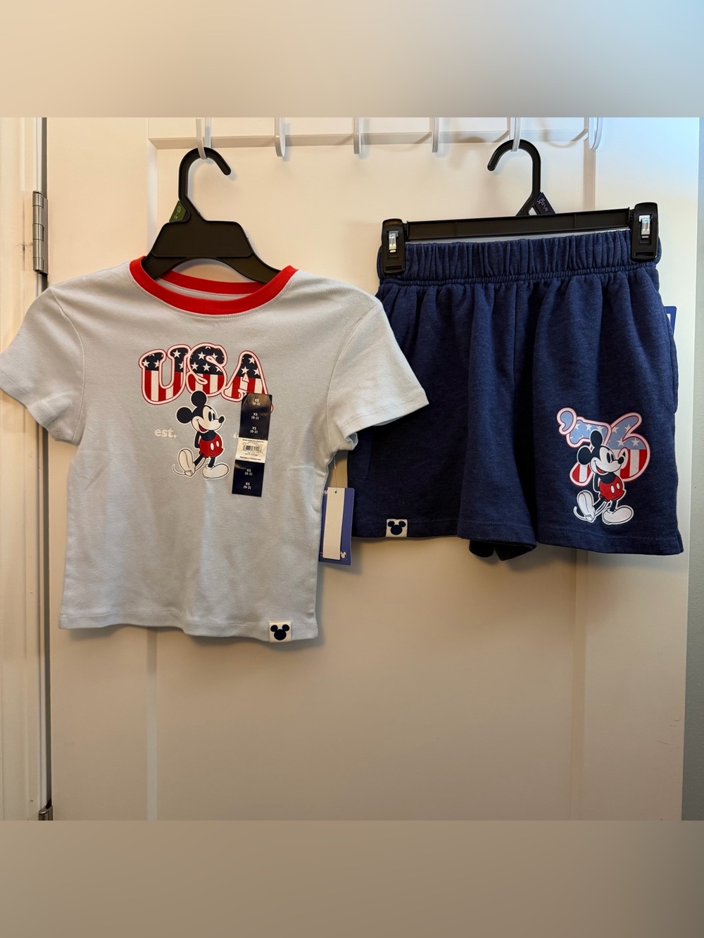 Disney Mickey Mouse USA womens Pajama Set - Light Blue & Navy